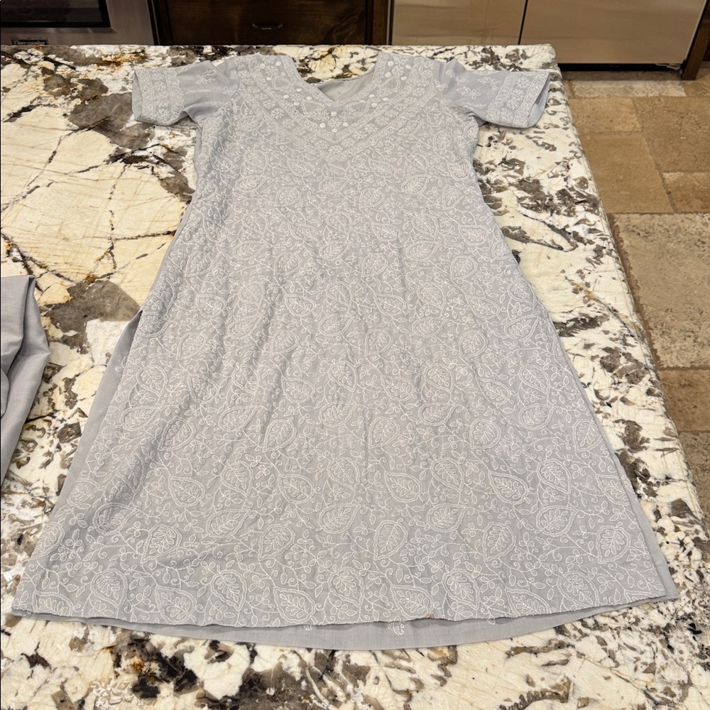 Elegant Gray Embroidered Indian Punjabi.